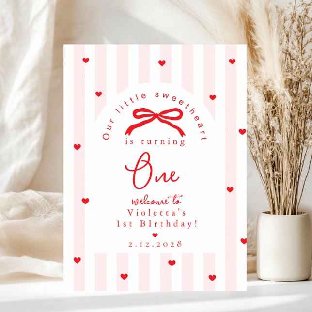 Whimsical Sweetheart 1st Birthday Welcome Poster (Skapare uppladdad)