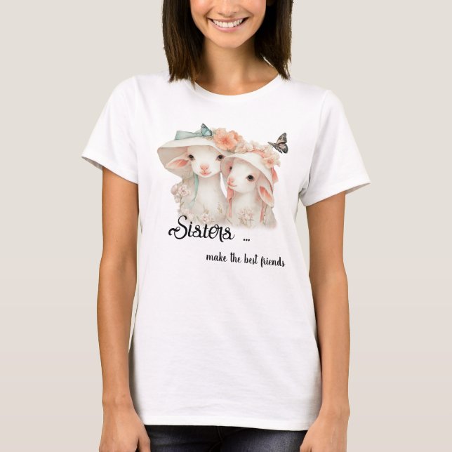 Whimsical Systrar Gör De Bästa Vännerna  T Shirt (Framsida)