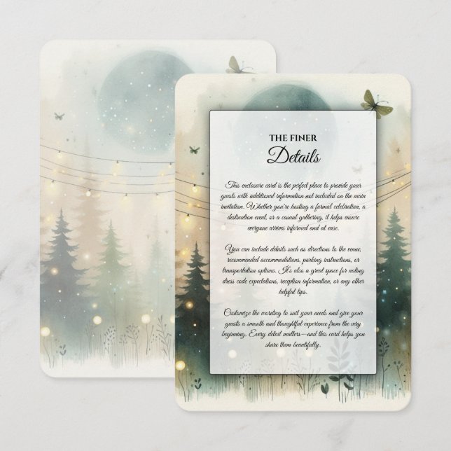 Whimsical Tallskog Änglampa Bröllop Tilläggskort (Fram/baksida)