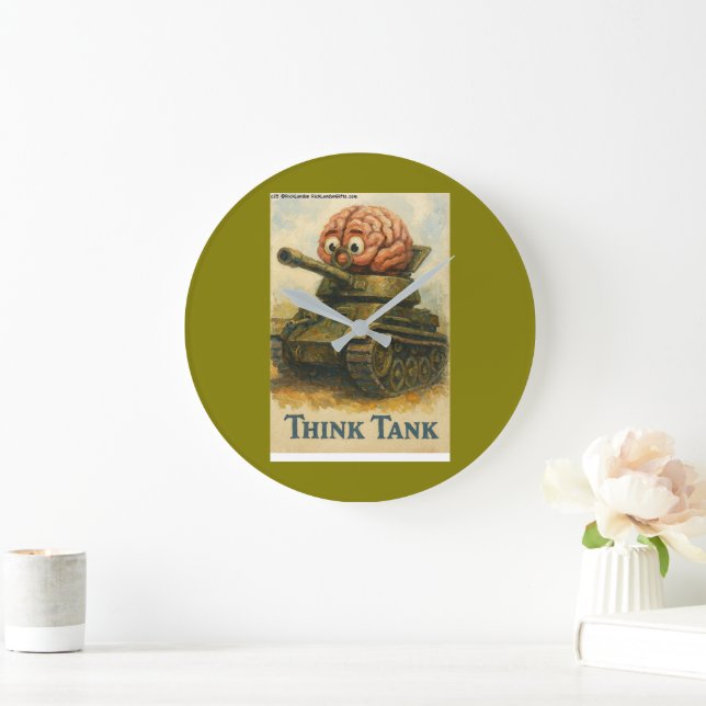 Whimsical Tanke Tank Karikatyr Design Stor Klocka (Hem)