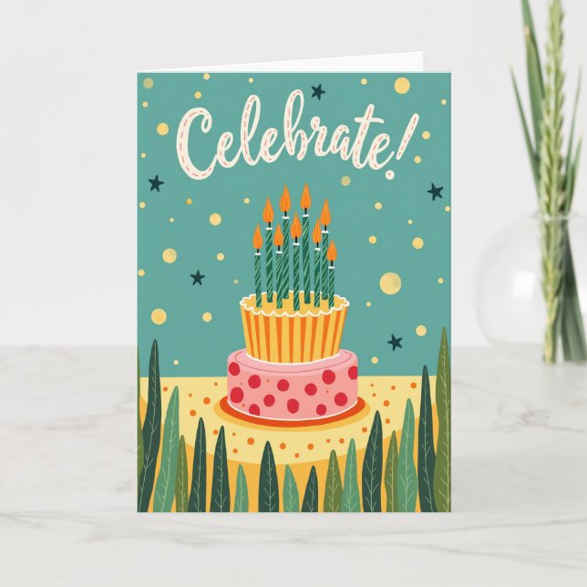 Whimsical tårtdesign-kort kort (Framsida)