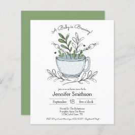 Whimsical Tea Cup Baby Shower Budget Inbjudan