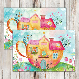 WHIMSICAL TEA KOPP HOUSE DECOUPAGE TISSUE PAPER