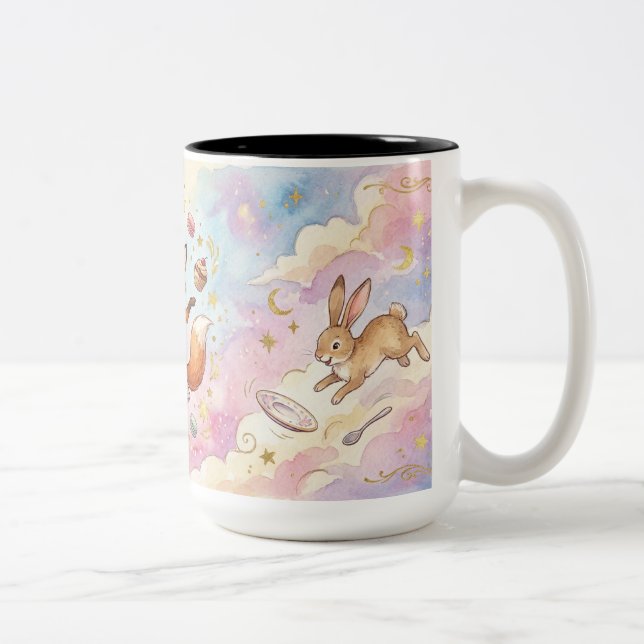Whimsical Tea Party Animals  Två-Tonad Mugg (Höger)