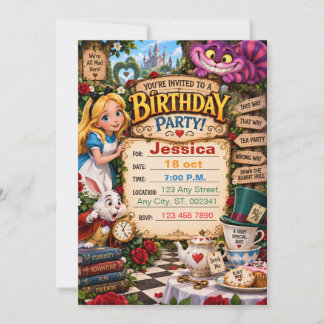 Whimsical Tea Party Födelsedagsinbjudan Inbjudningar