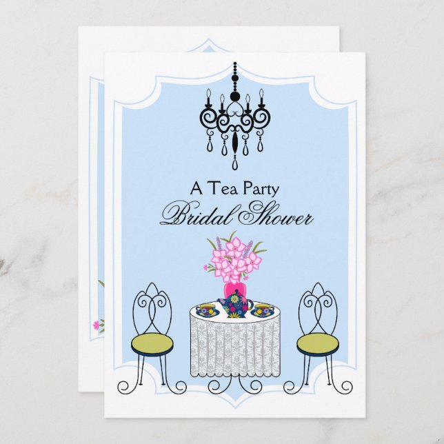 Whimsical Tea Party Inbjudningar (Fram/baksida)