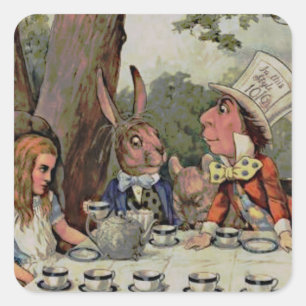 Whimsical Tea Party MadHatter Fyrkantigt Klistermärke