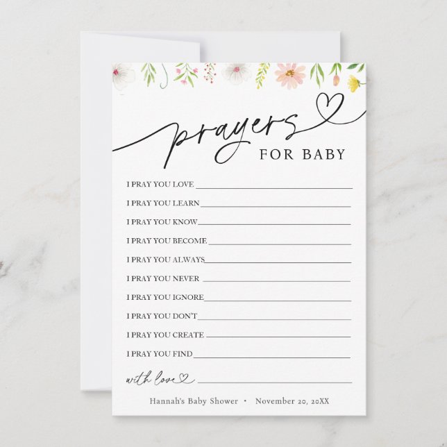 Whimsical Tea Prayers och Önskemål för Baby Card Inbjudningar (Framsida)