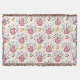 Whimsical Tea Time Doodle Throw Blanket Filt
