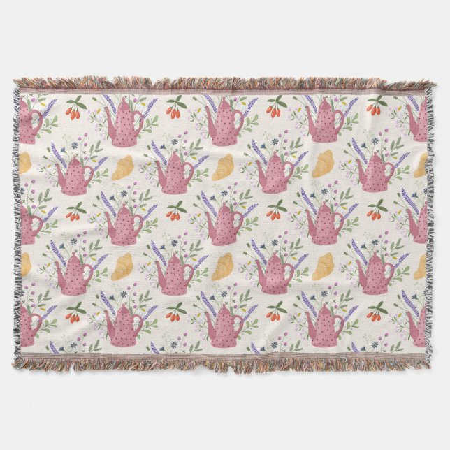 Whimsical Tea Time Doodle Throw Blanket Filt (Framsidan)