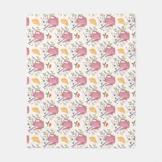 Whimsical Tea Time Doodle Throw Blanket Fleecefilt (Framsidan)