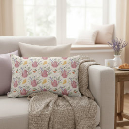 Whimsical Tea Time Doodle Throw Pillow Lumbarkudde