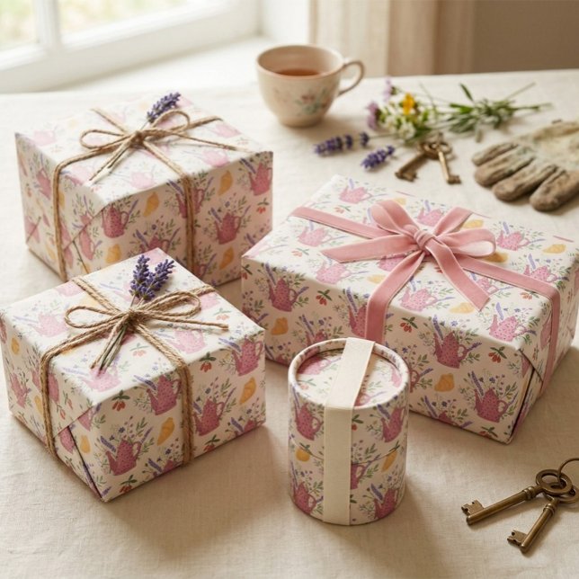 Whimsical Tea Time Doodle Wrapping Paper Presentpapper (Skapare uppladdad)