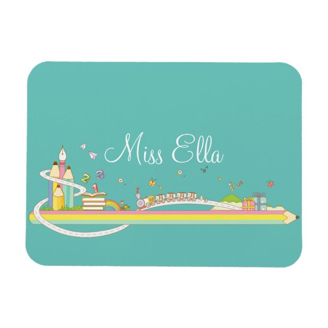 Whimsical Teacher's Scene Personlig Magnet (Horisontell)