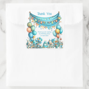 Whimsical Teal Tack Födelsedag Fyrkantigt Klistermärke
