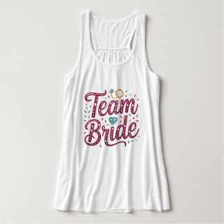 Whimsical Team Bride Wedding Party Tank Top Linne Med Racerback
