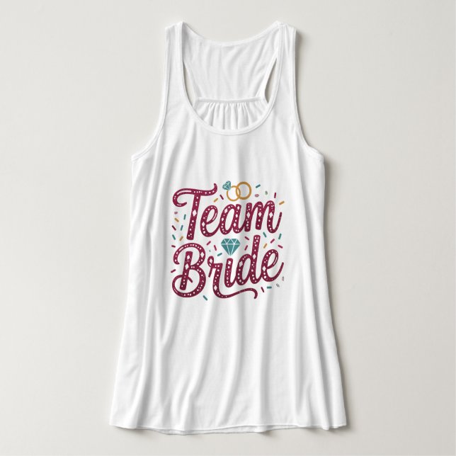 Whimsical Team Bride Wedding Party Tank Top Linne Med Racerback (Design framsida)
