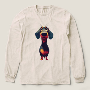 Whimsical Teckel Karaktär Illustration T Shirt