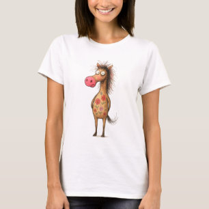 Whimsical Tecknad Horse T Shirt
