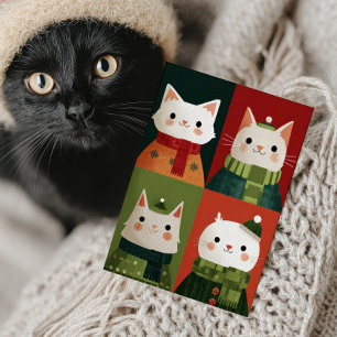 Whimsical Tecknad Jul Söta Katter Meowy Jul Julkort