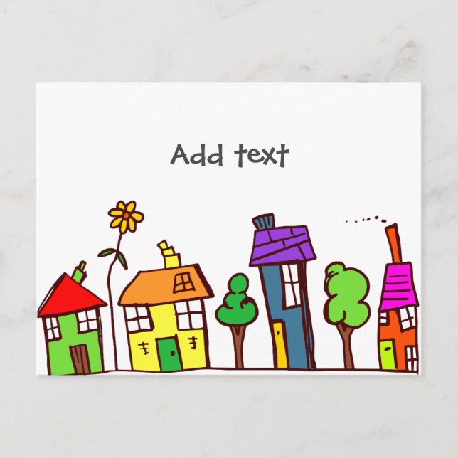 Whimsical teckning, Small Town, USA-mall Vykort (Framsida)