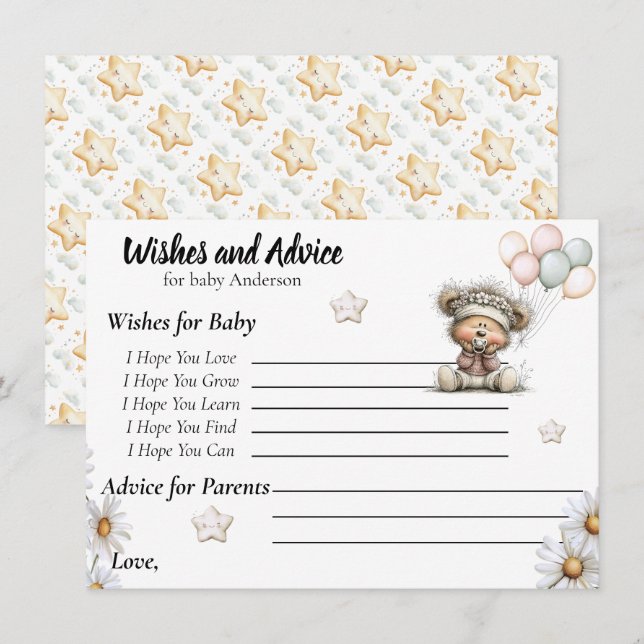 Whimsical Teddy Bear Baby Shower Design  Tilläggskort (Fram/baksida)