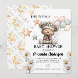 Whimsical Teddy Bear Baby Shower Invitation Julkort