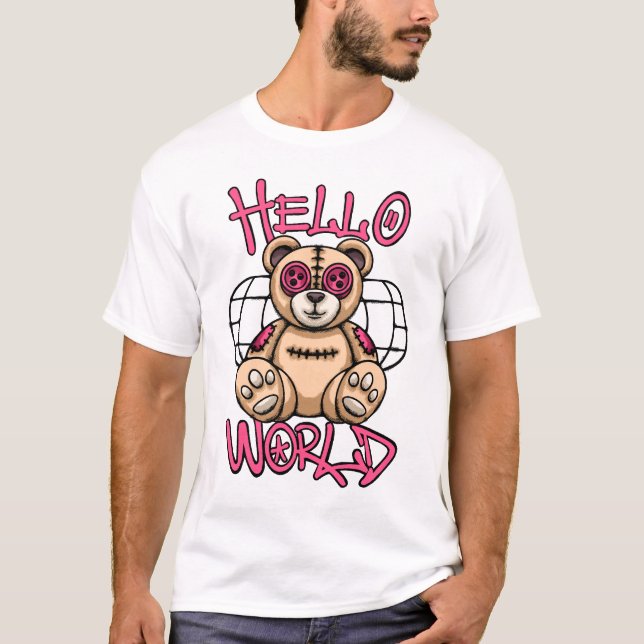 Whimsical Teddy Bear streetwear T Shirt (Framsida)