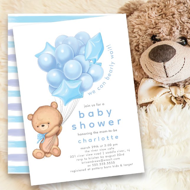 Whimsical Teddy Boys Baby Shower-inbjudan Inbjudningar (Skapare uppladdad)