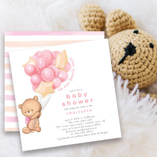 Whimsical Teddy Girls Baby Shower-inbjudan Inbjudningar