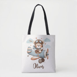 Whimsical Teddybjörn Pilot Personlig Tygkasse