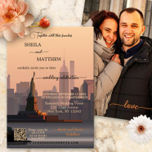 Whimsical Terra Cotta New York QR Photo Bröllop