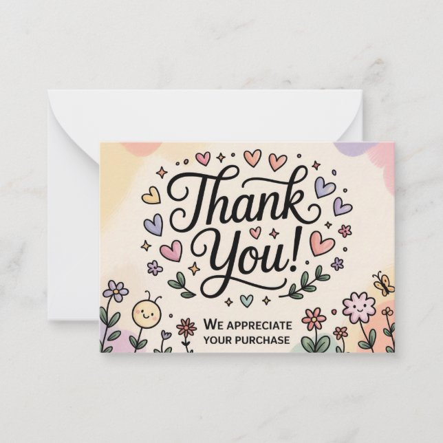 Whimsical Thank You Card  Anteckningskort (Framsida)