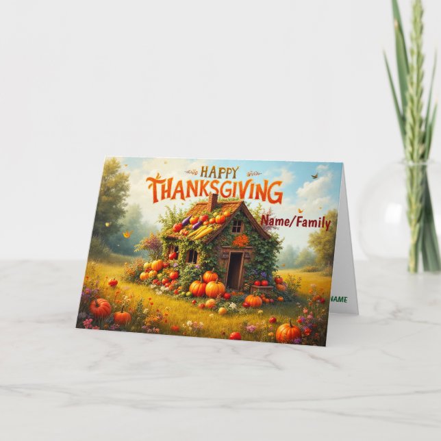Whimsical Thanksgiving-skörd Kort (Framsida)