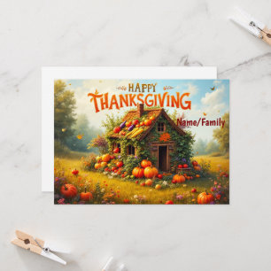 Whimsical Thanksgiving-skörd Kort