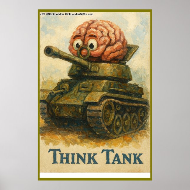Whimsical Think Tank Cartoon Design Poster (Framsidan)