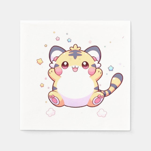 Whimsical Tiger Baby Shower Pappersservett (Framsidan)