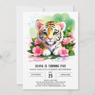 Whimsical Tiger Unge Jungle Birthday Inbjudningar