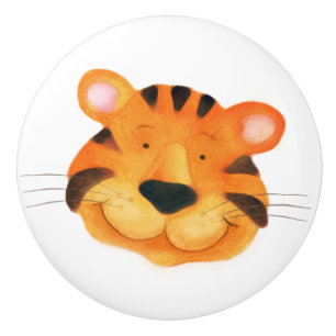Whimsical tigerkatt vattenfärg konst dörrhandtag knopp