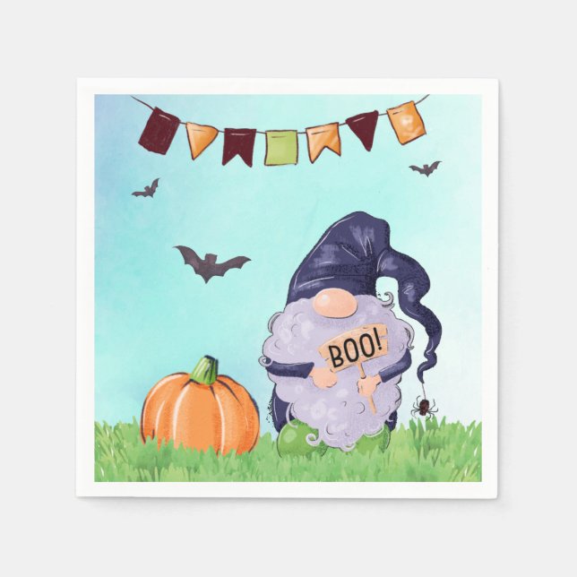 Whimsical Tomte God Halloween Pappersservett (Framsidan)