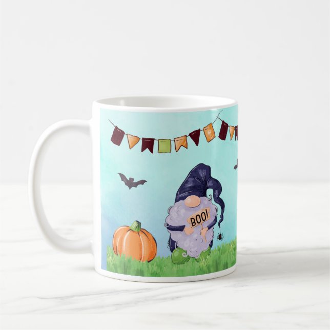 Whimsical Tomte Halloween Kaffemugg (Vänster)