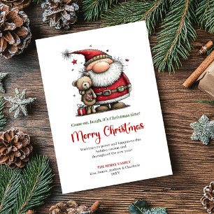 Whimsical Tomte Serieteckning Julfirande Julhälsni Julkort