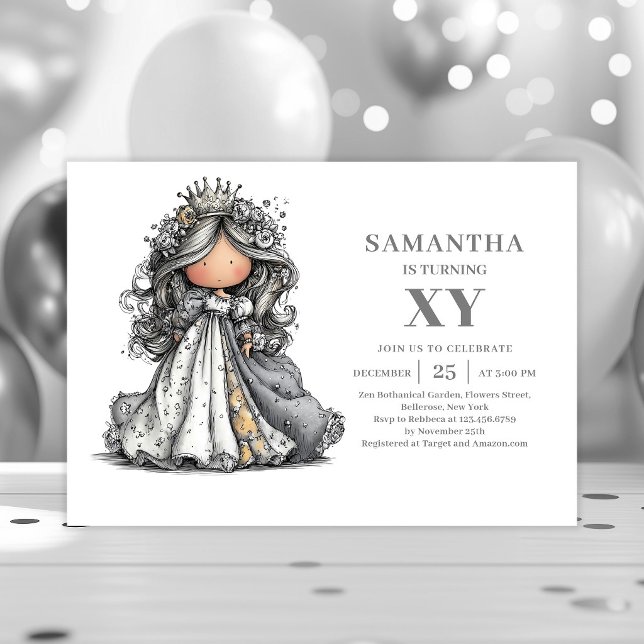Whimsical Tonårsflicka Födelsedag Modern Guld inbj Inbjudningar (Whimsical Teen Girl Birthday Modern Gold invitation)
