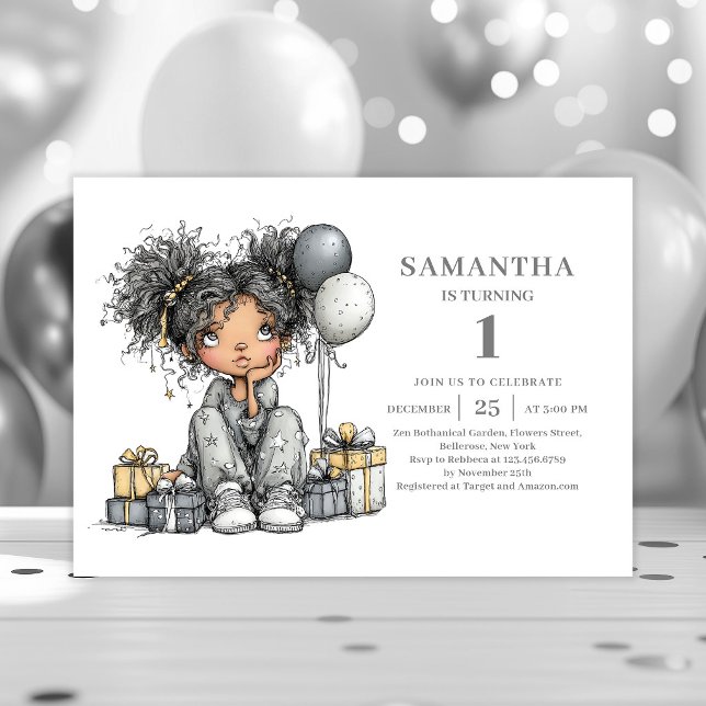 Whimsical Tonårstjej 10-års Födelsedags Guld Chic  Inbjudningar (Whimsical Teen Girl 10th Birthday Gold Chic invitation)