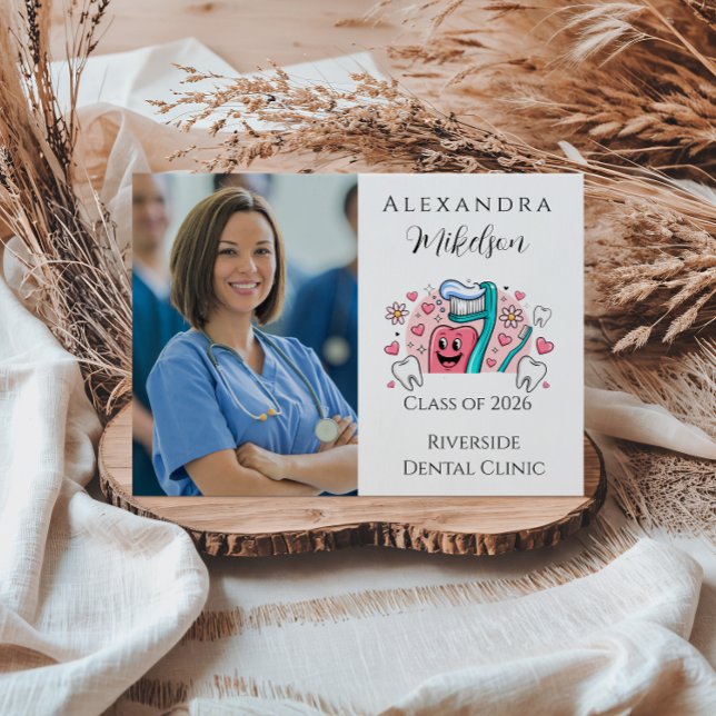 Whimsical Tooth & Hearts Dental Graduation Party Meddelande (Skapare uppladdad)