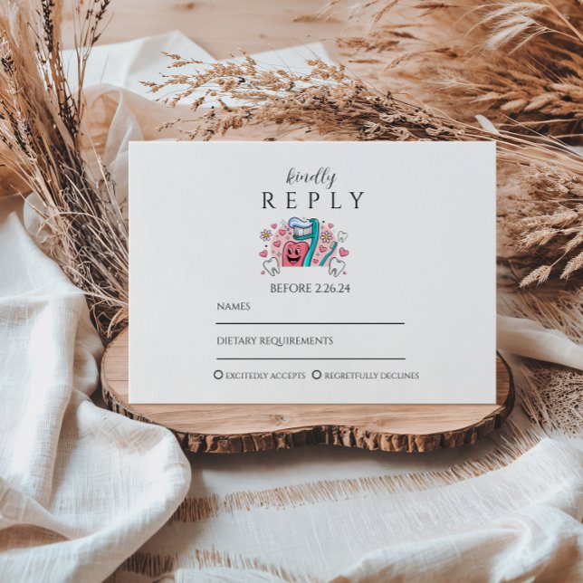 Whimsical Tooth & Hearts Dental Graduation Party OSA Kort (Skapare uppladdad)