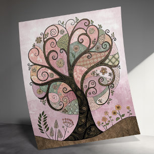 Whimsical Träd Art Print, Abstrakt Nature Poster, Poster