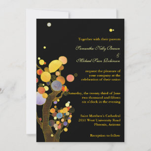 Whimsical Träd Black Wedding Inbjudningar