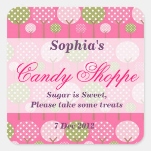 Whimsical Träd Candy Shoppe Sticker Fyrkantigt Klistermärke