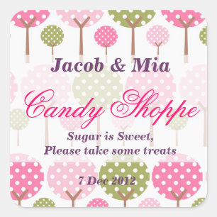 Whimsical Träd Candy Shoppe Sticker Fyrkantigt Klistermärke